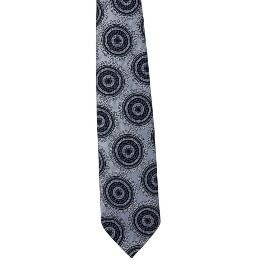 Vintage 70s Blue Circle Geometric Wide Polyester Tie British Made